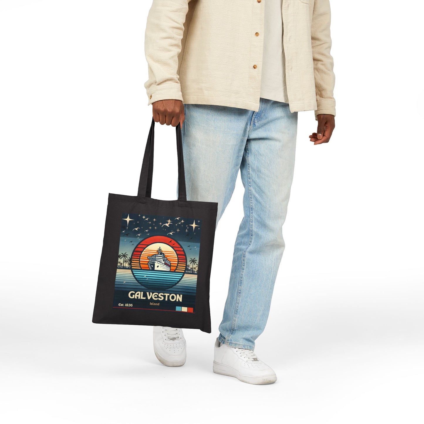 Galveston Island Tote Bag l Retro Cruise Ship Design | Beach & Port Travel Bag | Texas Coast Style