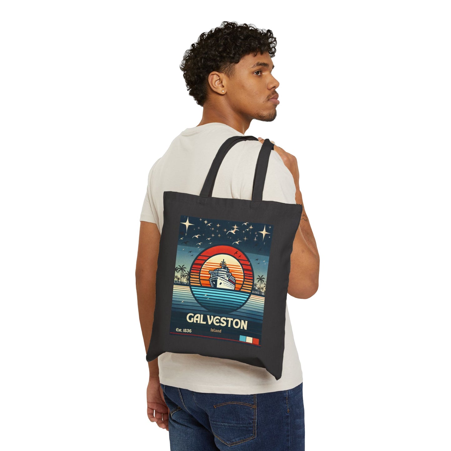 Galveston Island Tote Bag l Retro Cruise Ship Design | Beach & Port Travel Bag | Texas Coast Style