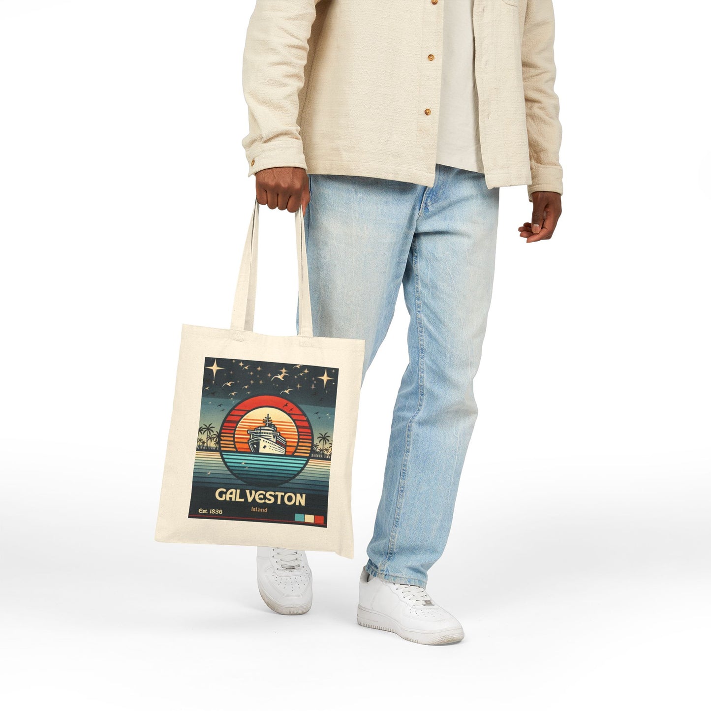 Galveston Island Tote Bag l Retro Cruise Ship Design | Beach & Port Travel Bag | Texas Coast Style
