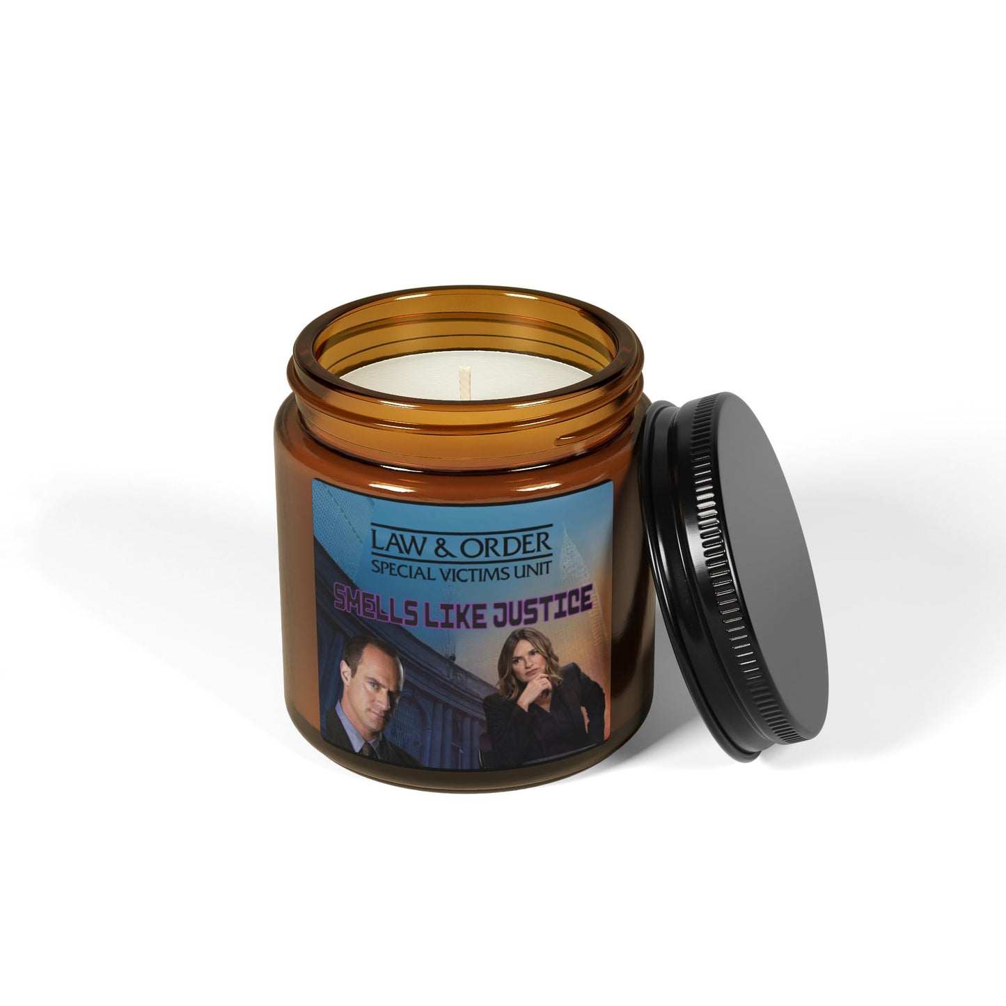 Law & Order SVU Soy Candle Olivia and Stabler Gift | Scented Amber Jar | Crime Show Fan Decor