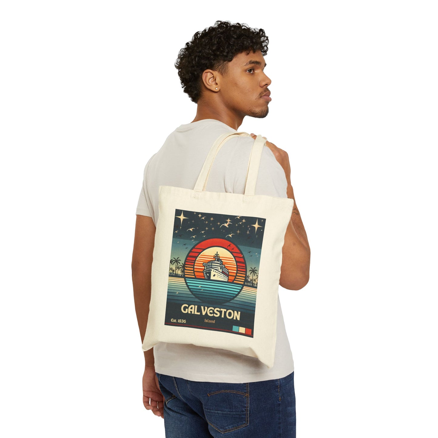 Galveston Island Tote Bag l Retro Cruise Ship Design | Beach & Port Travel Bag | Texas Coast Style