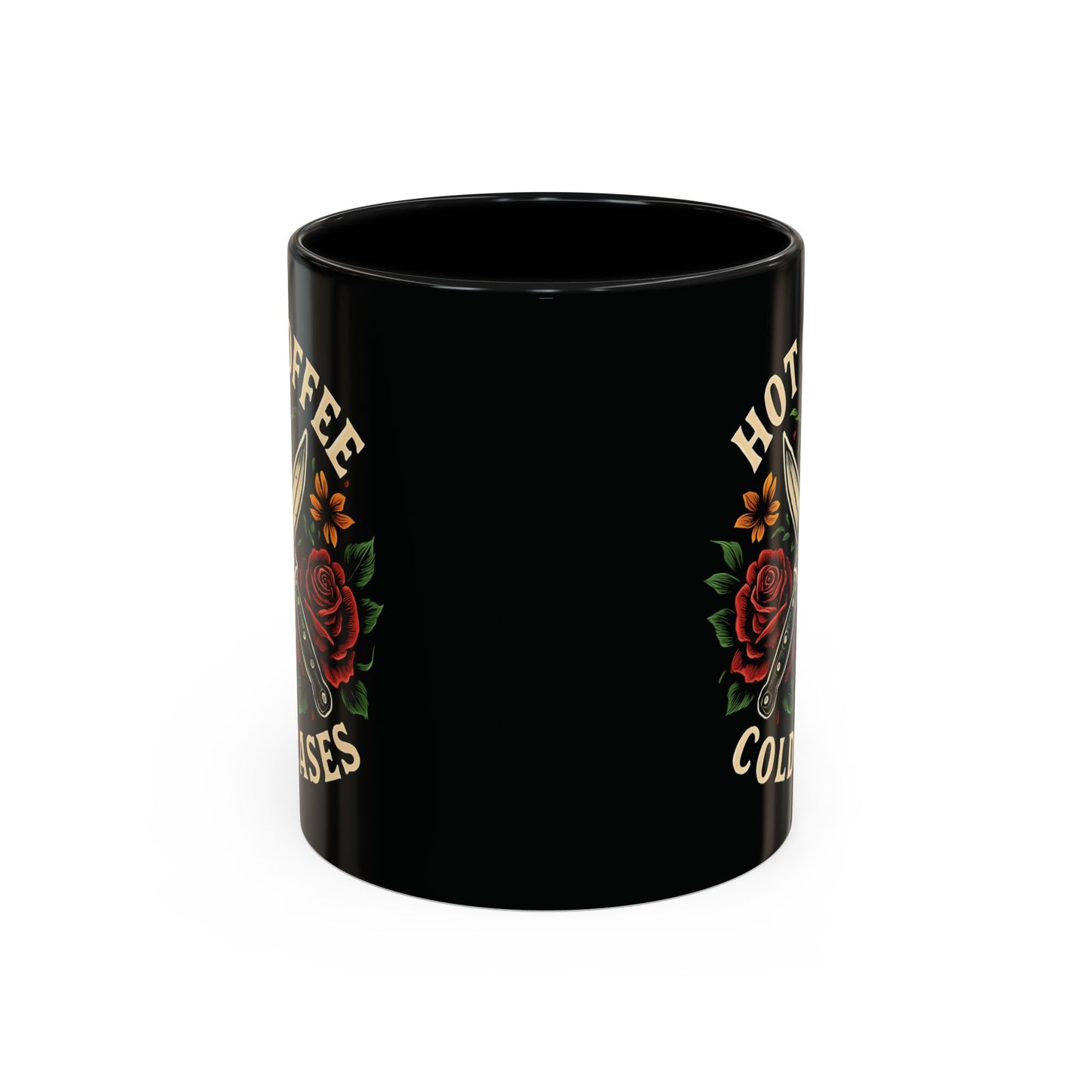 Hot Coffee, Cold Cases Mug l True Crime Accent Coffee Cup l Black or Red