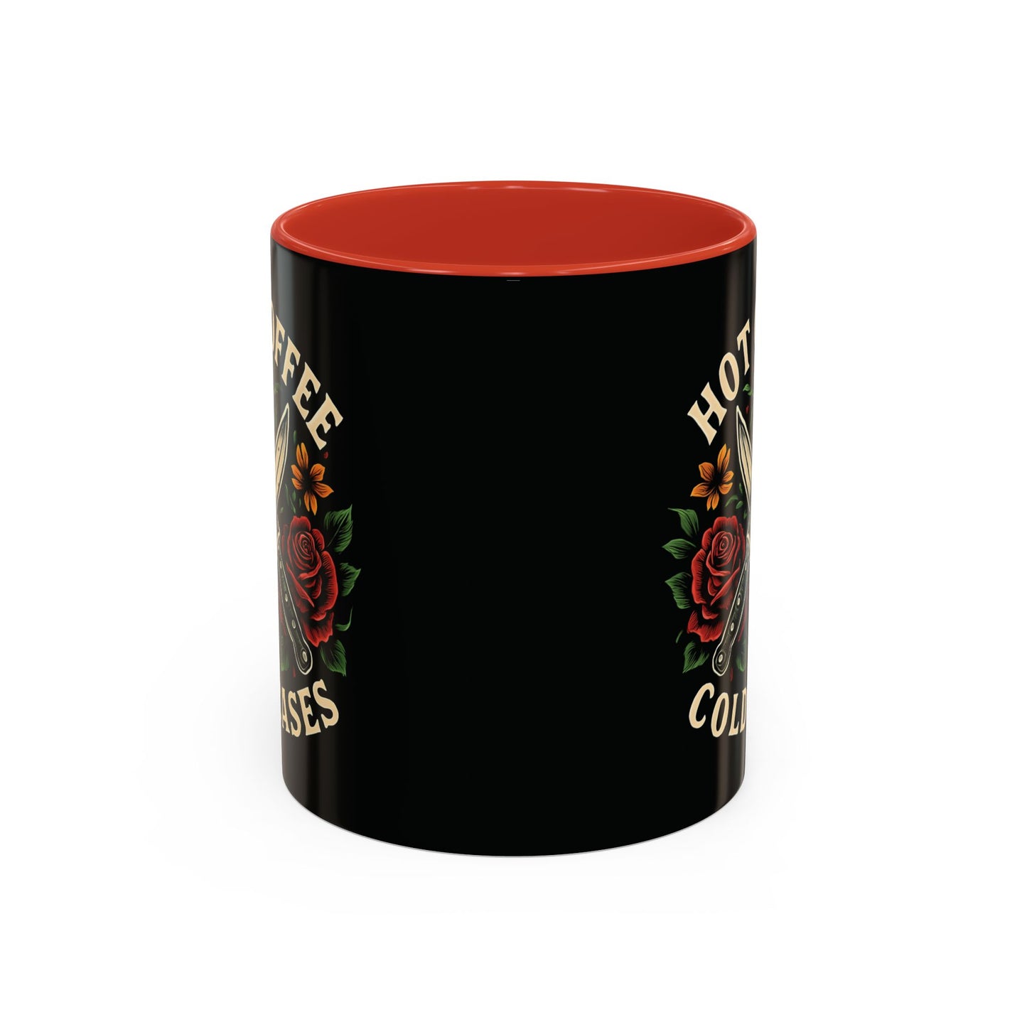 Hot Coffee, Cold Cases Mug l True Crime Accent Coffee Cup l Black or Red