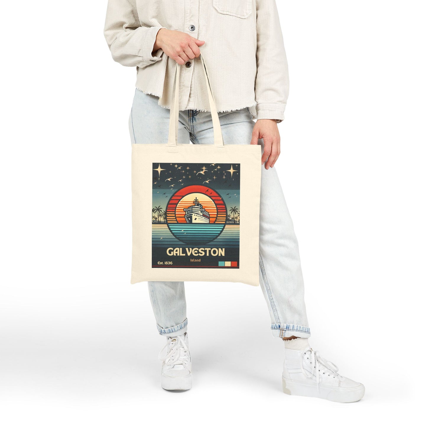 Galveston Island Tote Bag l Retro Cruise Ship Design | Beach & Port Travel Bag | Texas Coast Style