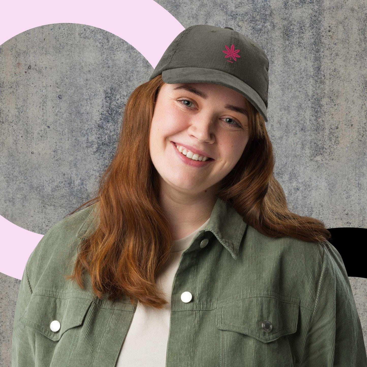 Embroidered Cannabis Hat - Women's Vintage Corduroy Cap - Retro Style, Festival Fashion Accessory