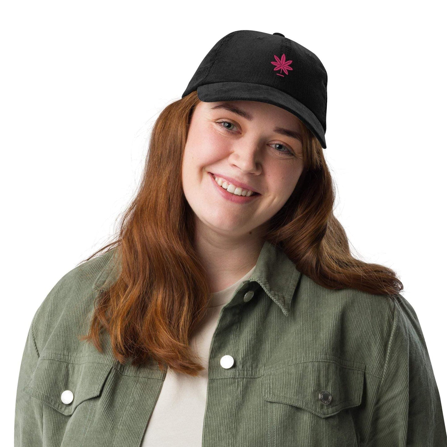 Embroidered Cannabis Hat - Women's Vintage Corduroy Cap - Retro Style, Festival Fashion Accessory