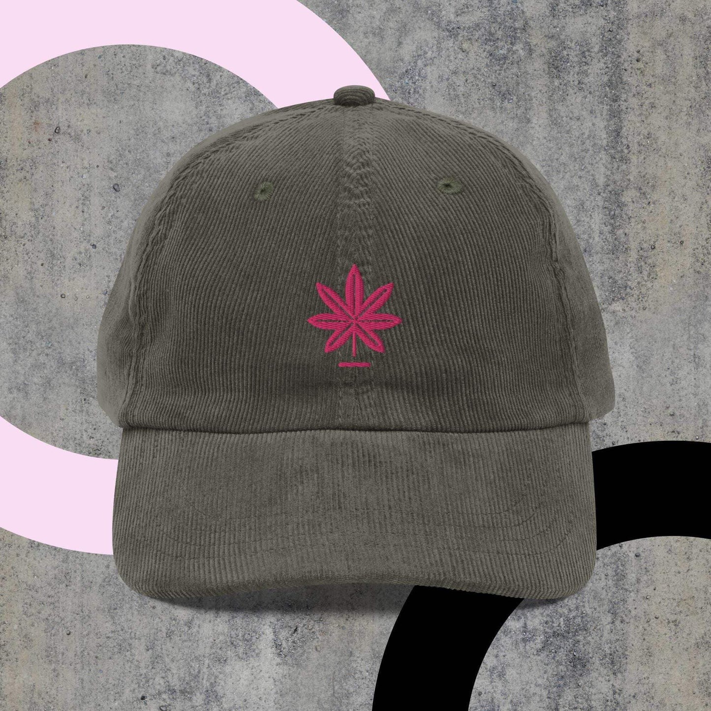 Embroidered Cannabis Hat - Women's Vintage Corduroy Cap - Retro Style, Festival Fashion Accessory