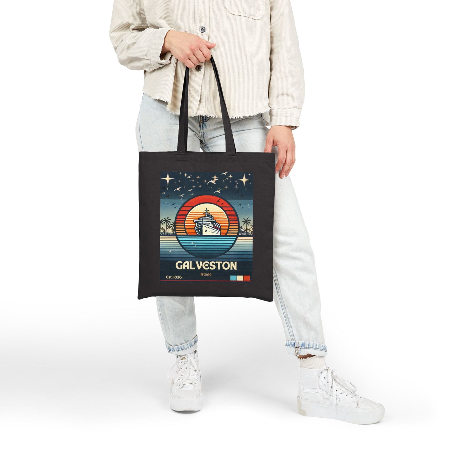 Galveston Island Tote Bag l Retro Cruise Ship Design | Beach & Port Travel Bag | Texas Coast Style