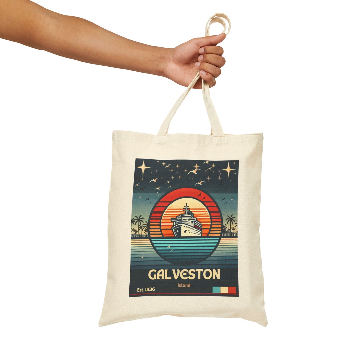Galveston Island Tote Bag l Retro Cruise Ship Design | Beach & Port Travel Bag | Texas Coast Style