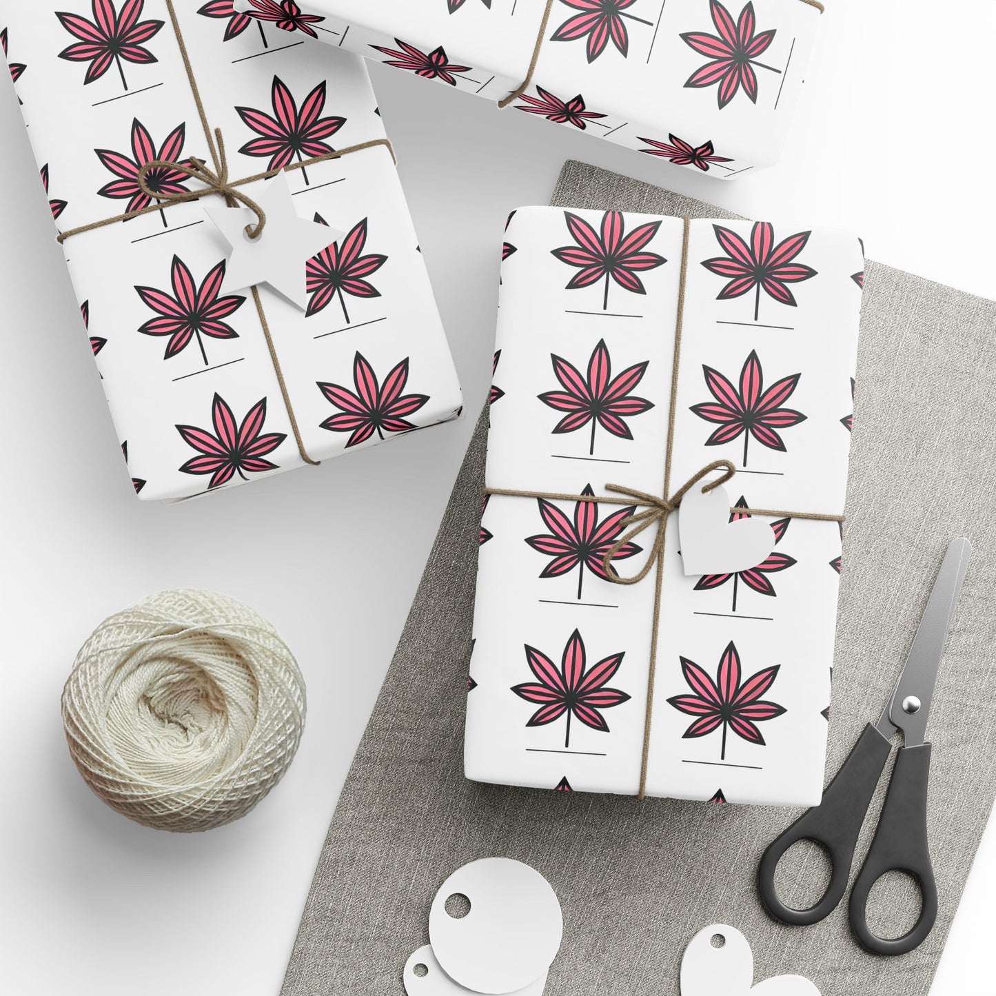 Pink Marijuana Leaf Print Wrapping Paper l Bold & Unique Gift Wrap for Weed Lovers