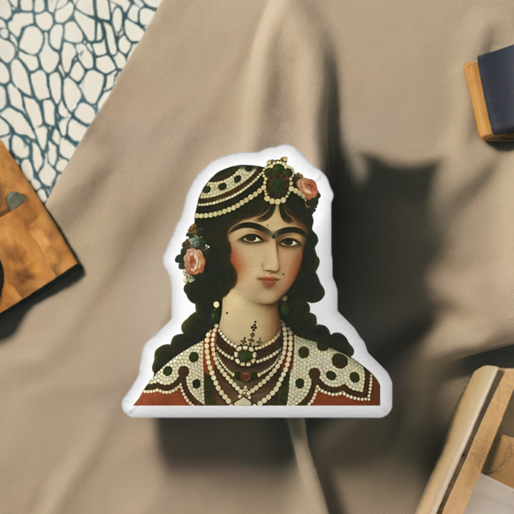 Persian Qajar Princess Shaped Pillow – Unique Custom Décor for Your Home