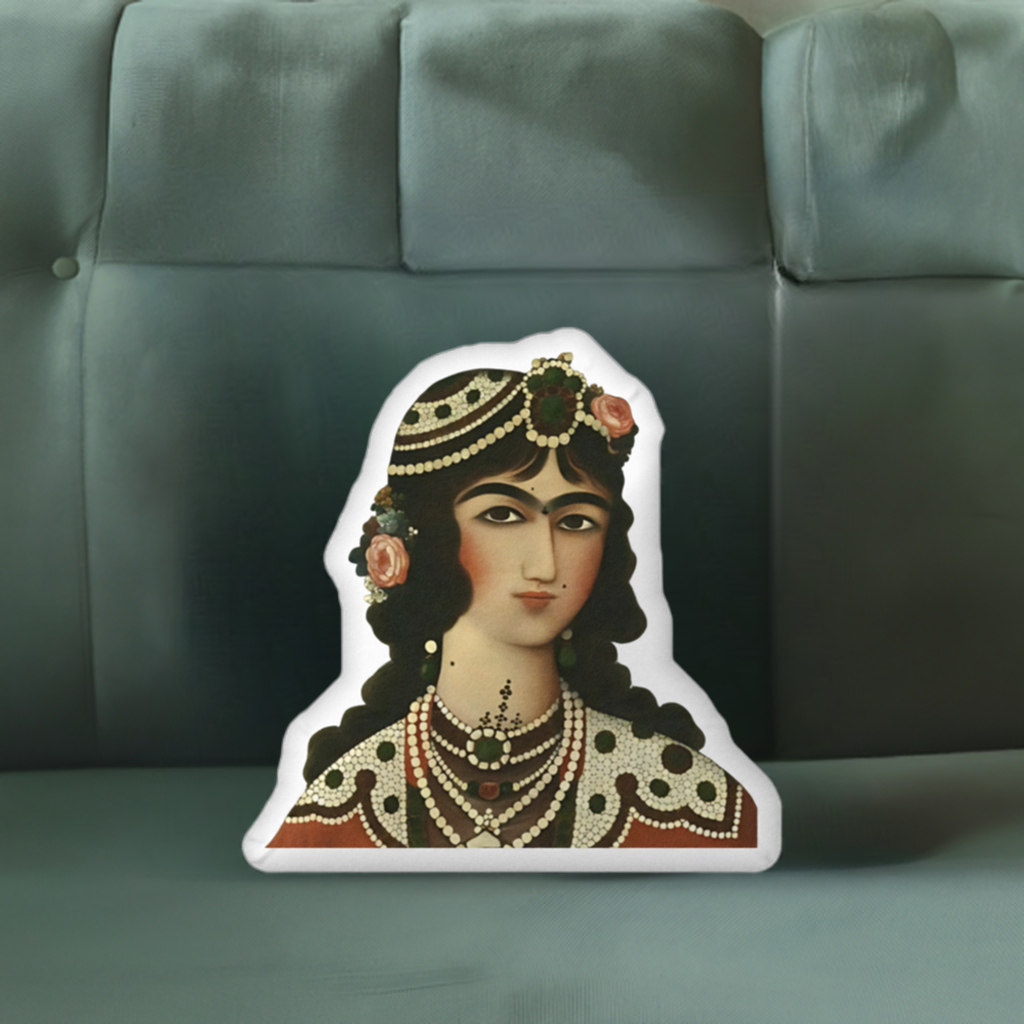 Persian Qajar Princess Shaped Pillow – Unique Custom Décor for Your Home