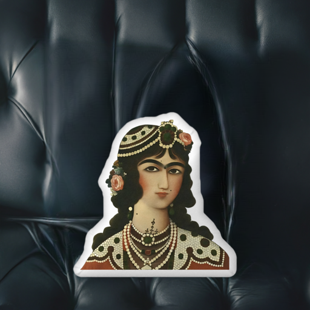 Persian Qajar Princess Shaped Pillow – Unique Custom Décor for Your Home