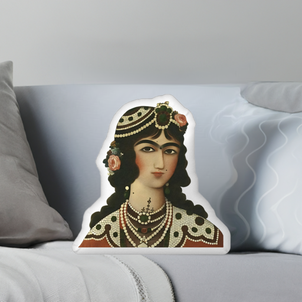 Persian Qajar Princess Shaped Pillow – Unique Custom Décor for Your Home