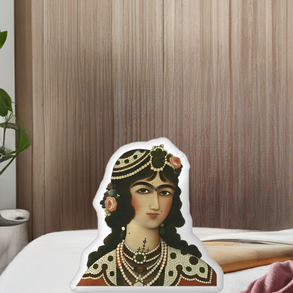 Persian Qajar Princess Shaped Pillow – Unique Custom Décor for Your Home