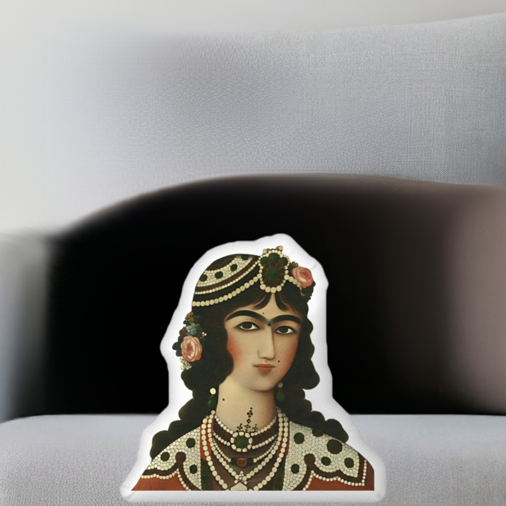 Persian Qajar Princess Shaped Pillow – Unique Custom Décor for Your Home