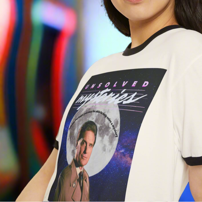 Retro Unisex Cotton Ringer T-Shirt - Unsolved Mysteries Graphic Tee, Vintage Style