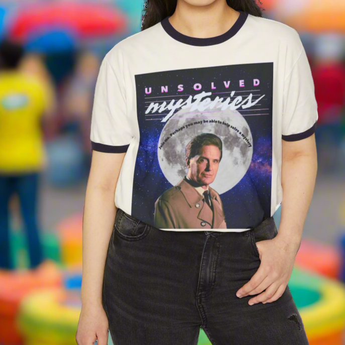 Retro Unisex Cotton Ringer T-Shirt - Unsolved Mysteries Graphic Tee, Vintage Style