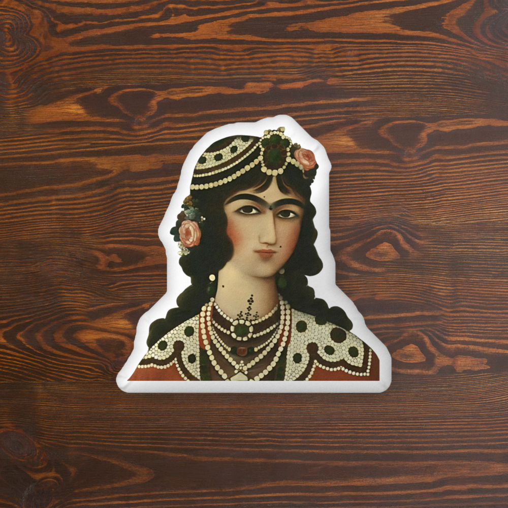 Persian Qajar Princess Shaped Pillow – Unique Custom Décor for Your Home