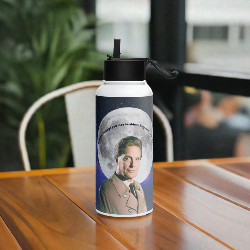 Unsolved Mysteries Stainless Steel Water Bottle featuring Robert Stack – 32 oz