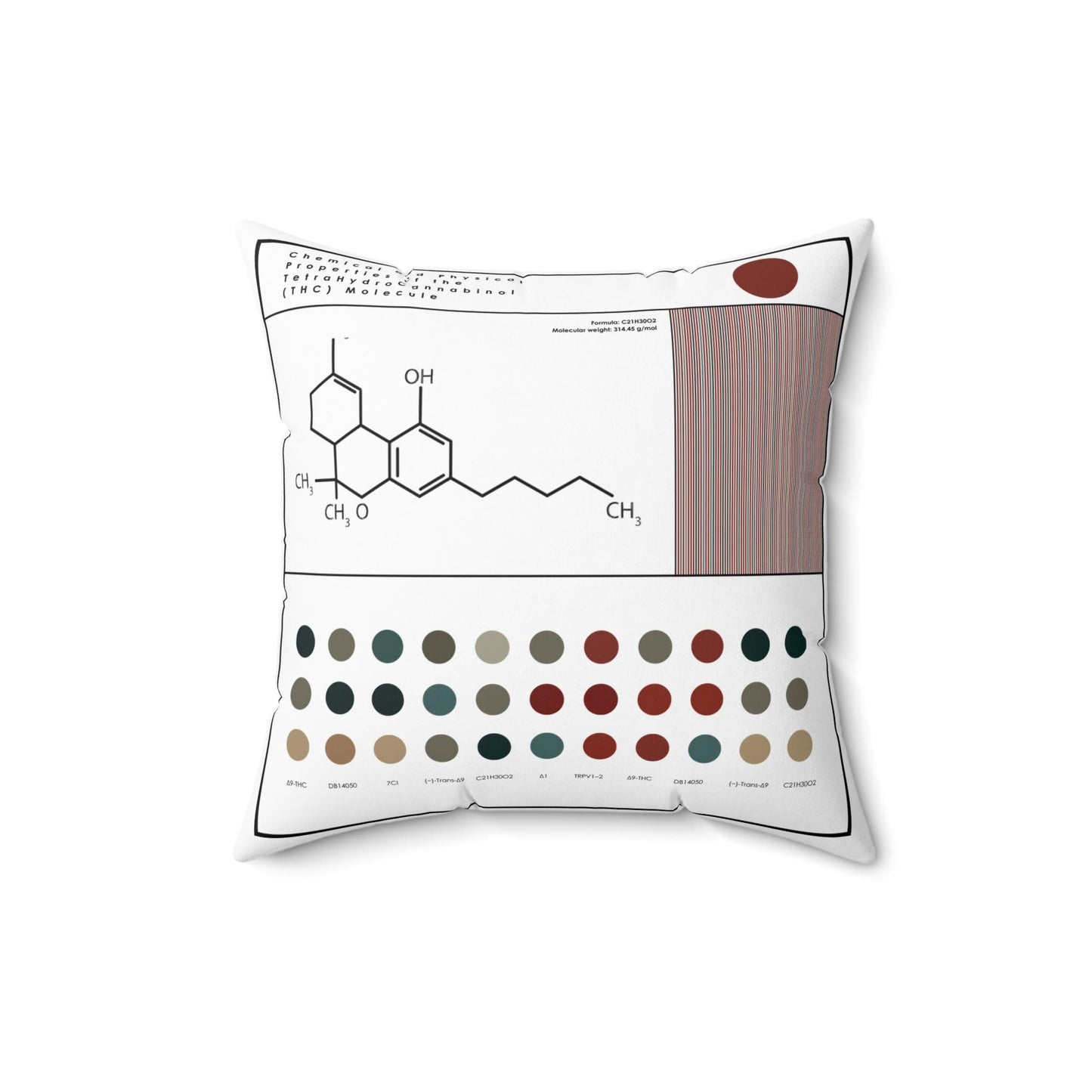 Cannabis Themed Pillow l THC & CBD Molecule Cushion for Weed Enthusiasts