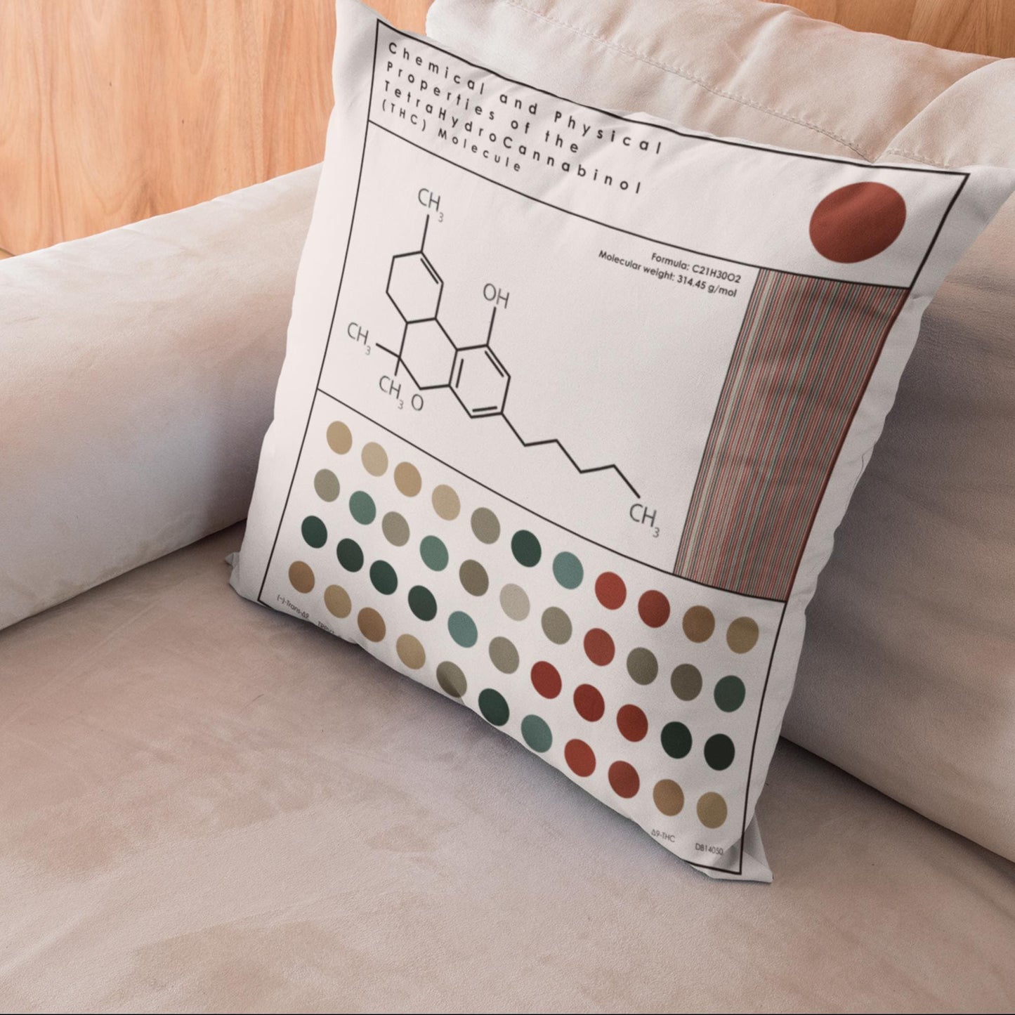Cannabis Themed Pillow l THC & CBD Molecule Cushion for Weed Enthusiasts