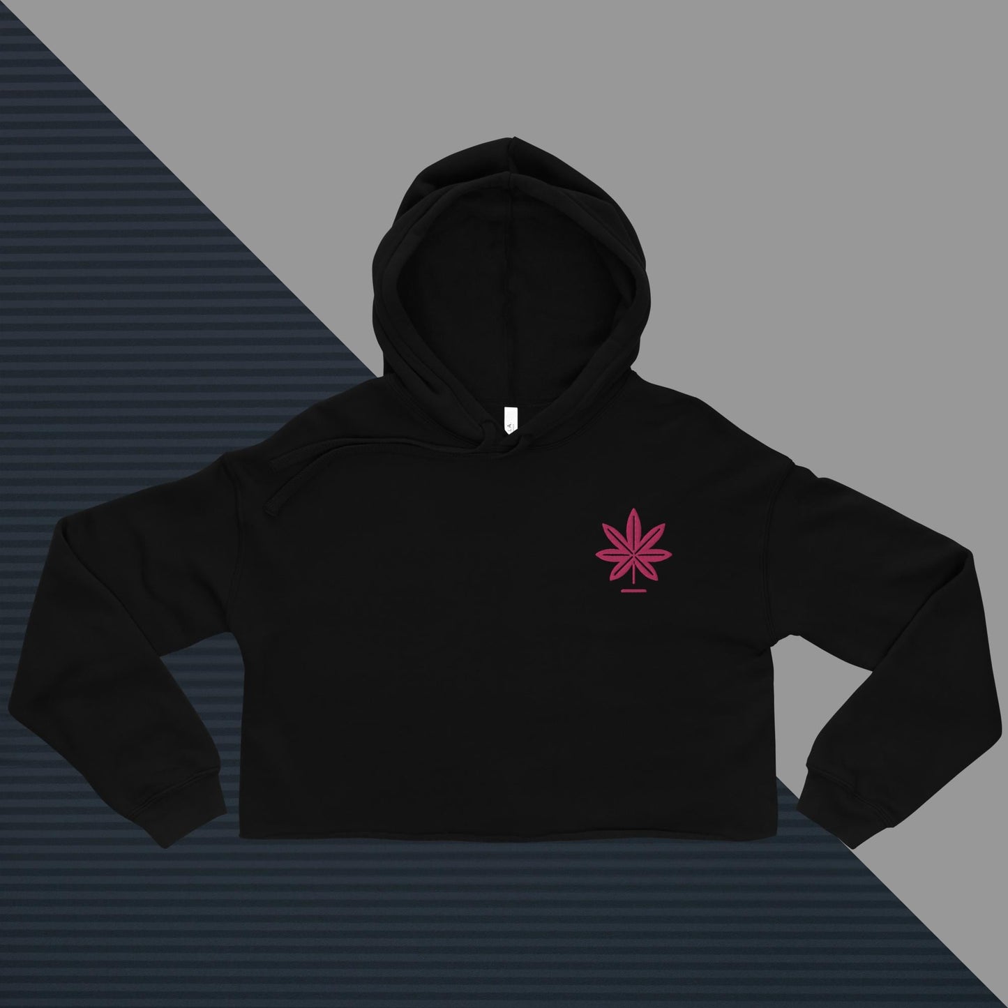 Embroidered Pink Weed Leaf Hoodie - Stylish Women's Crop Top