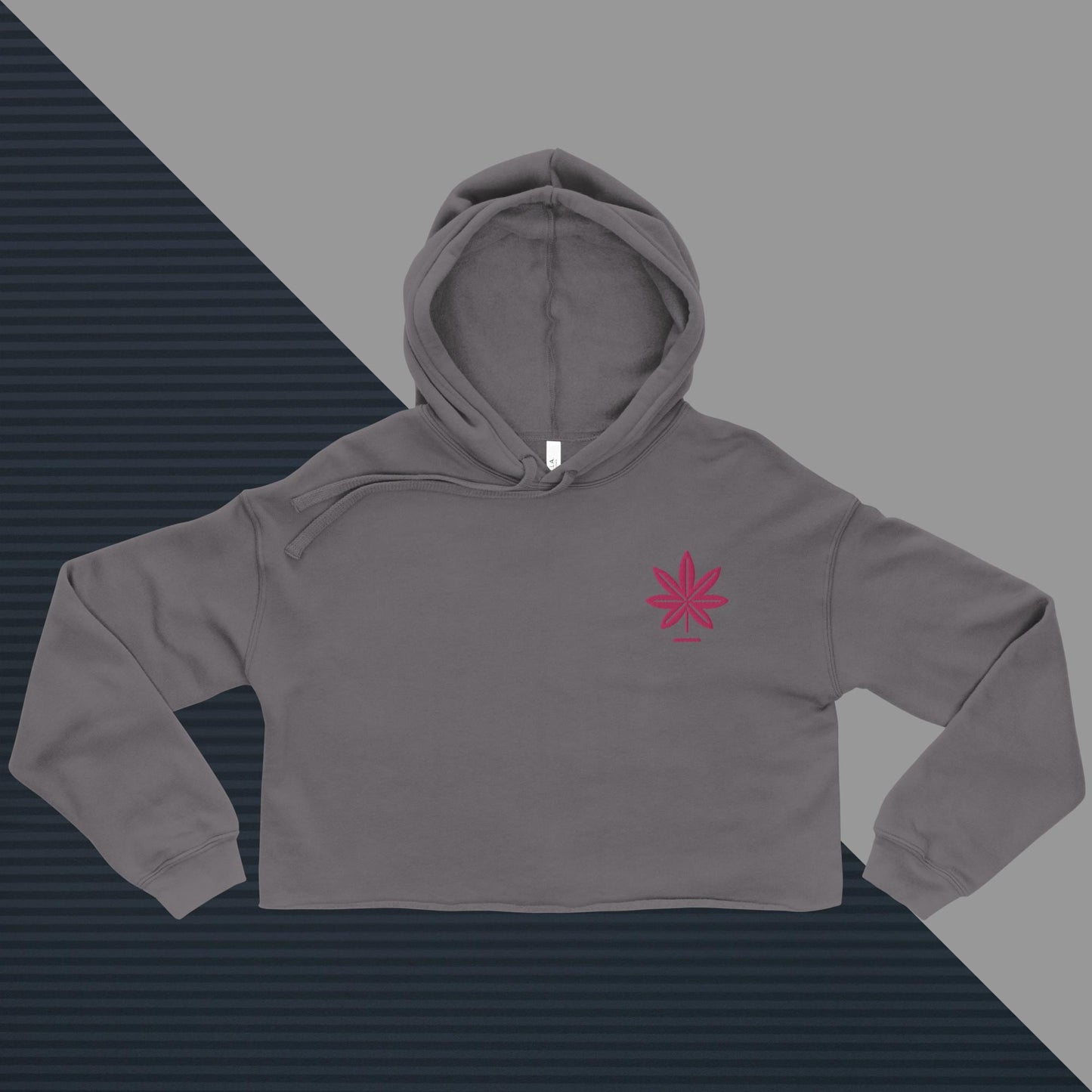 Embroidered Pink Weed Leaf Hoodie - Stylish Women's Crop Top