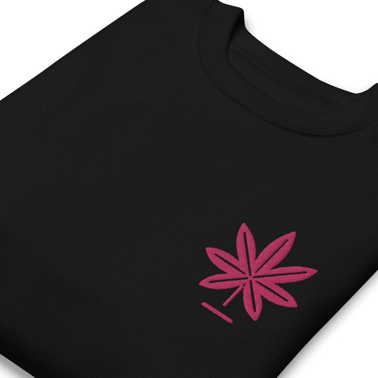 Hot Pink Marijuana Leaf Sweatshirt – Embroidered Cannabis Sweatshirt – Classic Crew Neck, Soft Cotton, Multiple Colors Available