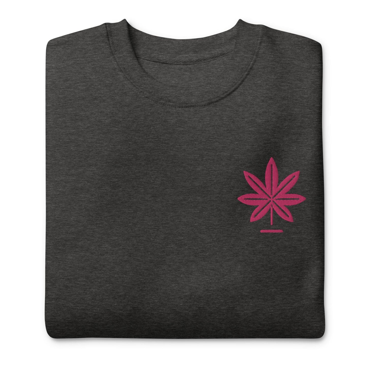 Hot Pink Marijuana Leaf Sweatshirt – Embroidered Cannabis Sweatshirt – Classic Crew Neck, Soft Cotton, Multiple Colors Available