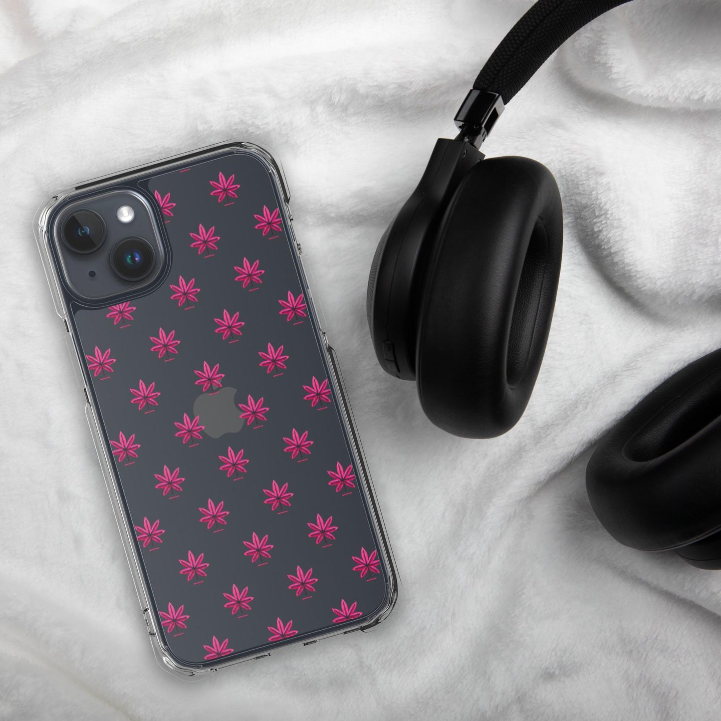 Pink Marijuana Leaf Pattern Phone Case โ Modern Weed Design for iPhone