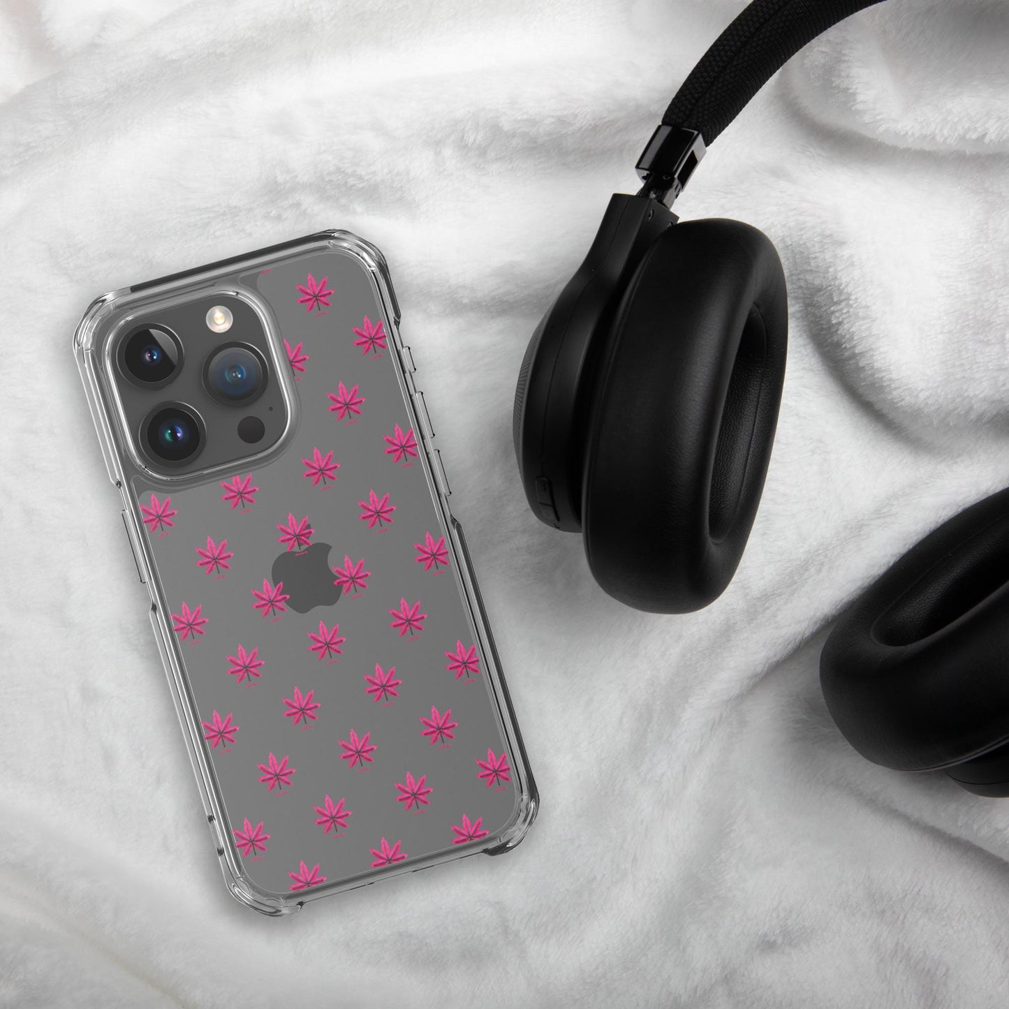 Pink Marijuana Leaf Pattern Phone Case โ Modern Weed Design for iPhone