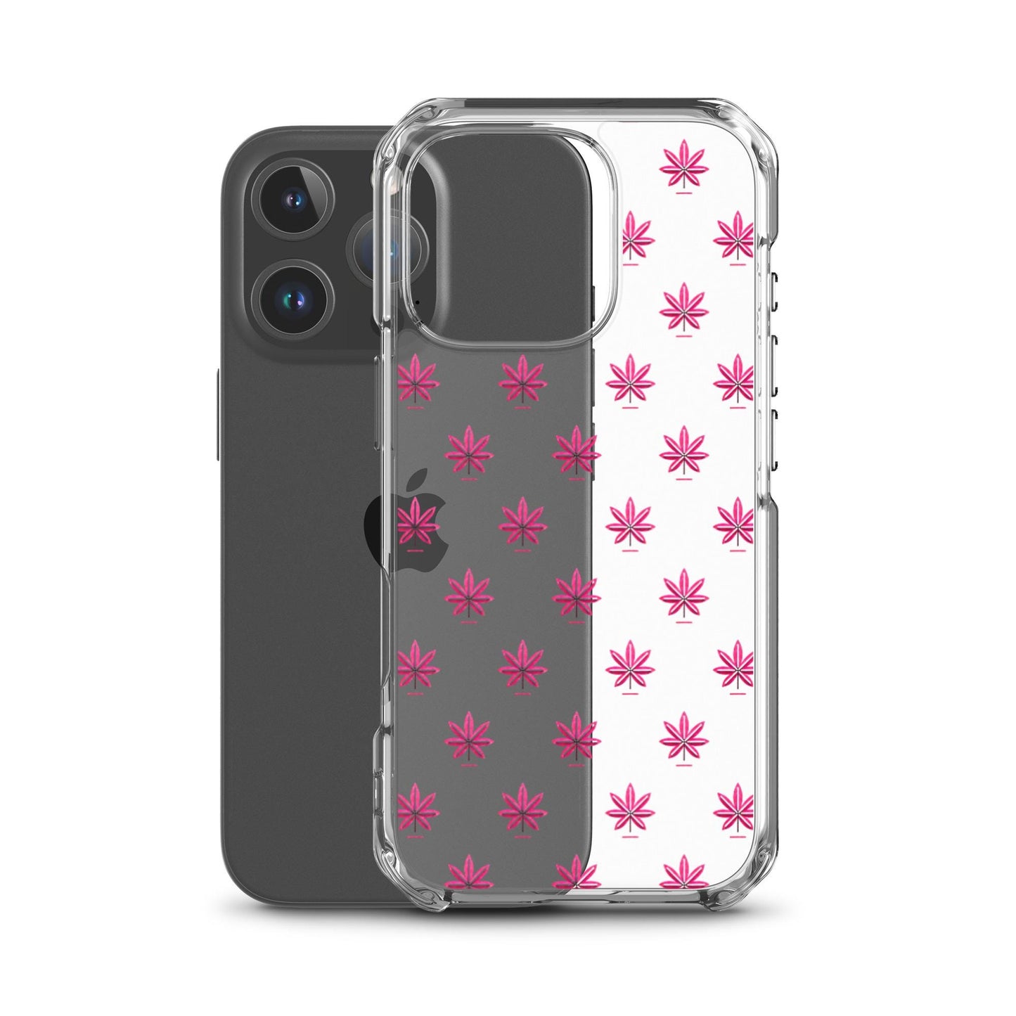 Pink Marijuana Leaf Pattern Phone Case โ Modern Weed Design for iPhone