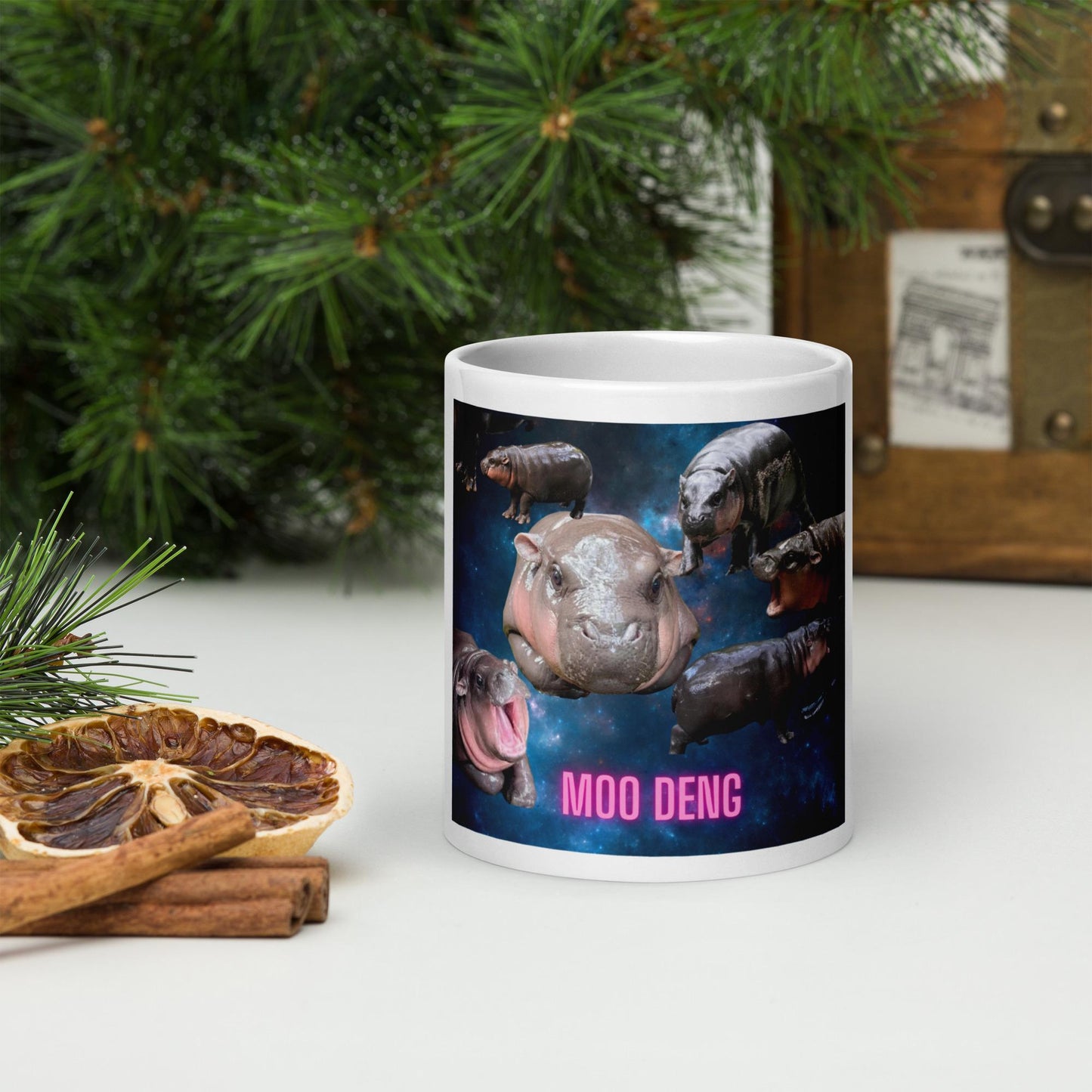 Moo Deng Pygmy Hippo Coffee Mug | Cute Hippo Mug | Animal Lover Gift | Unique Hippo Galaxy Design Mug | Fun Hippo Coffee Cup