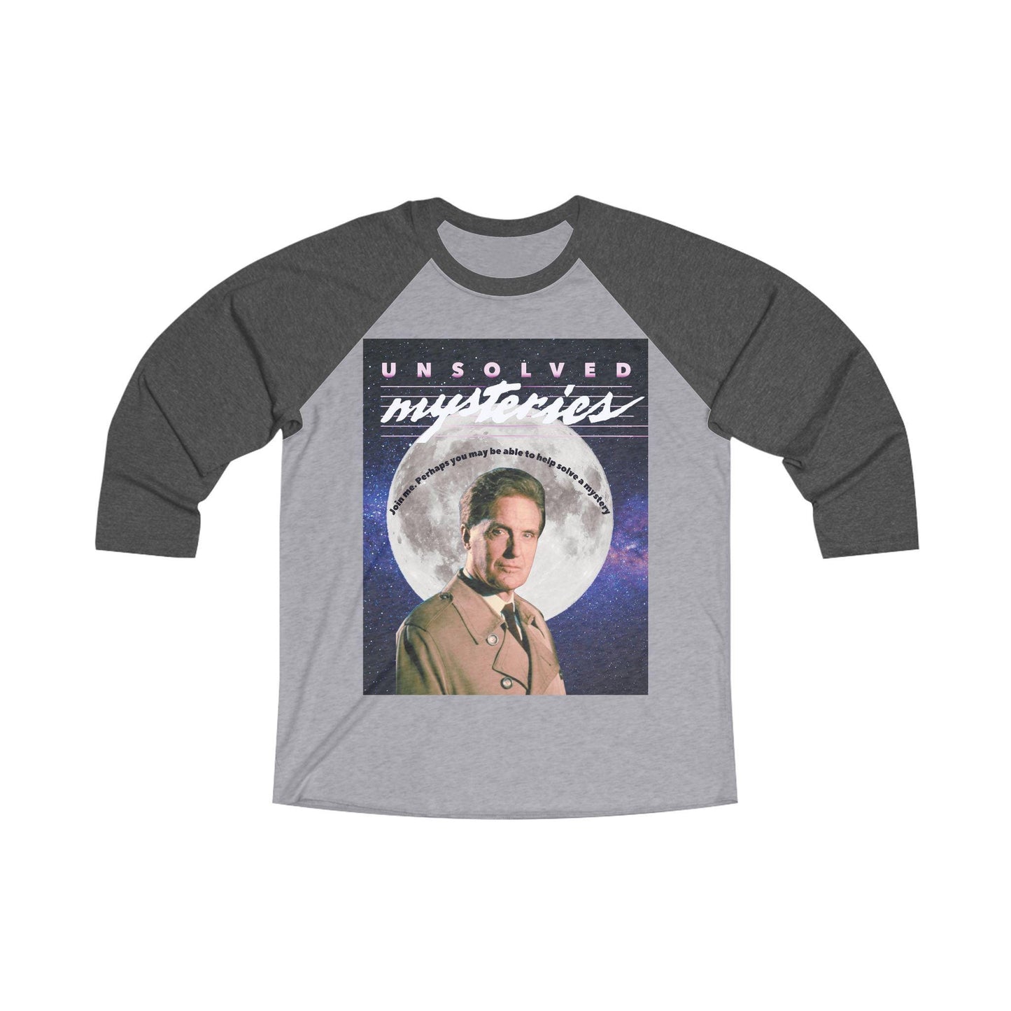 Unsolved Mysteries Vintage Raglan T-Shirt | Retro 80s TV Show Baseball Tee | Classic True Crime Fan Shirt | Two Color Options Available