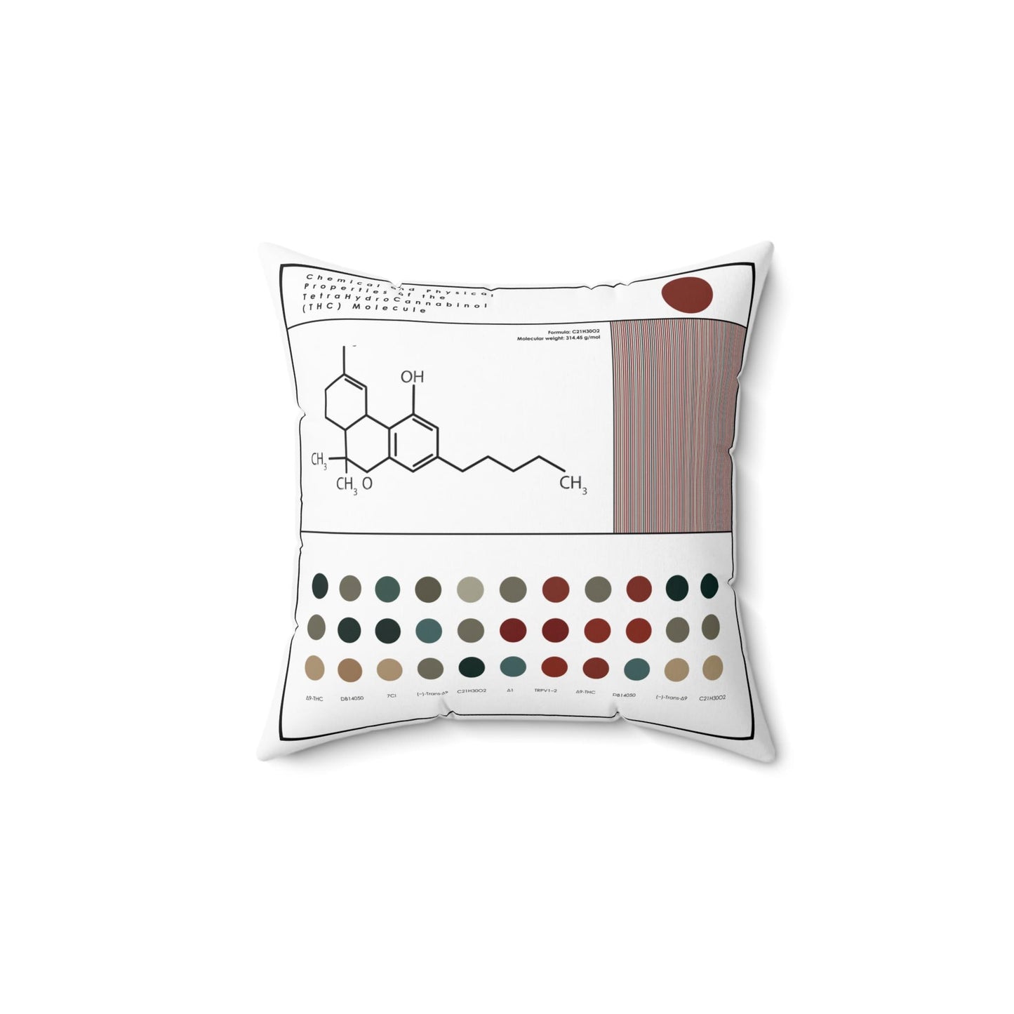 Cannabis Themed Pillow l THC & CBD Molecule Cushion for Weed Enthusiasts