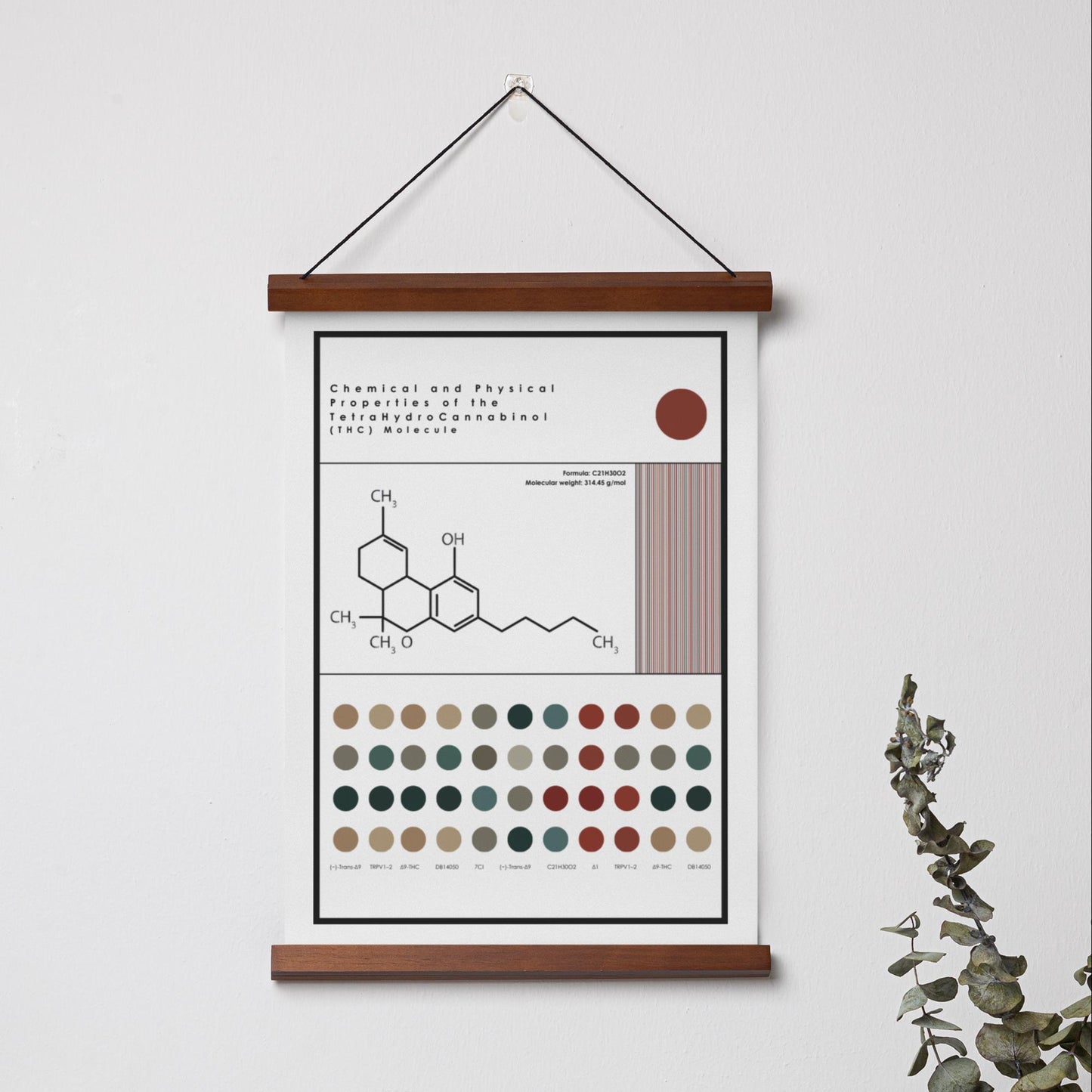 Sleek Cannabis Molecule Print | Minimalist Science Wall Art l THC Weed Decor