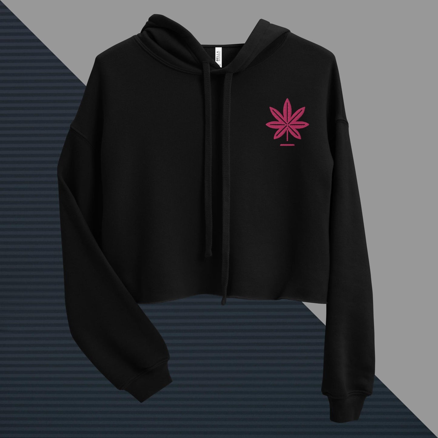 Embroidered Pink Weed Leaf Hoodie - Stylish Women's Crop Top