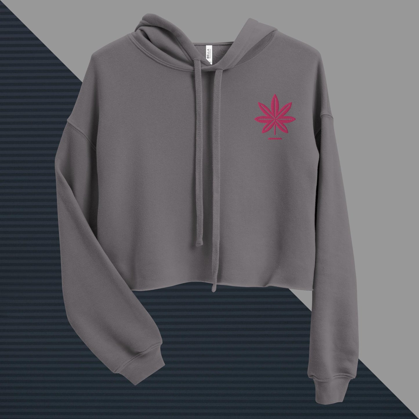 Embroidered Pink Weed Leaf Hoodie - Stylish Women's Crop Top