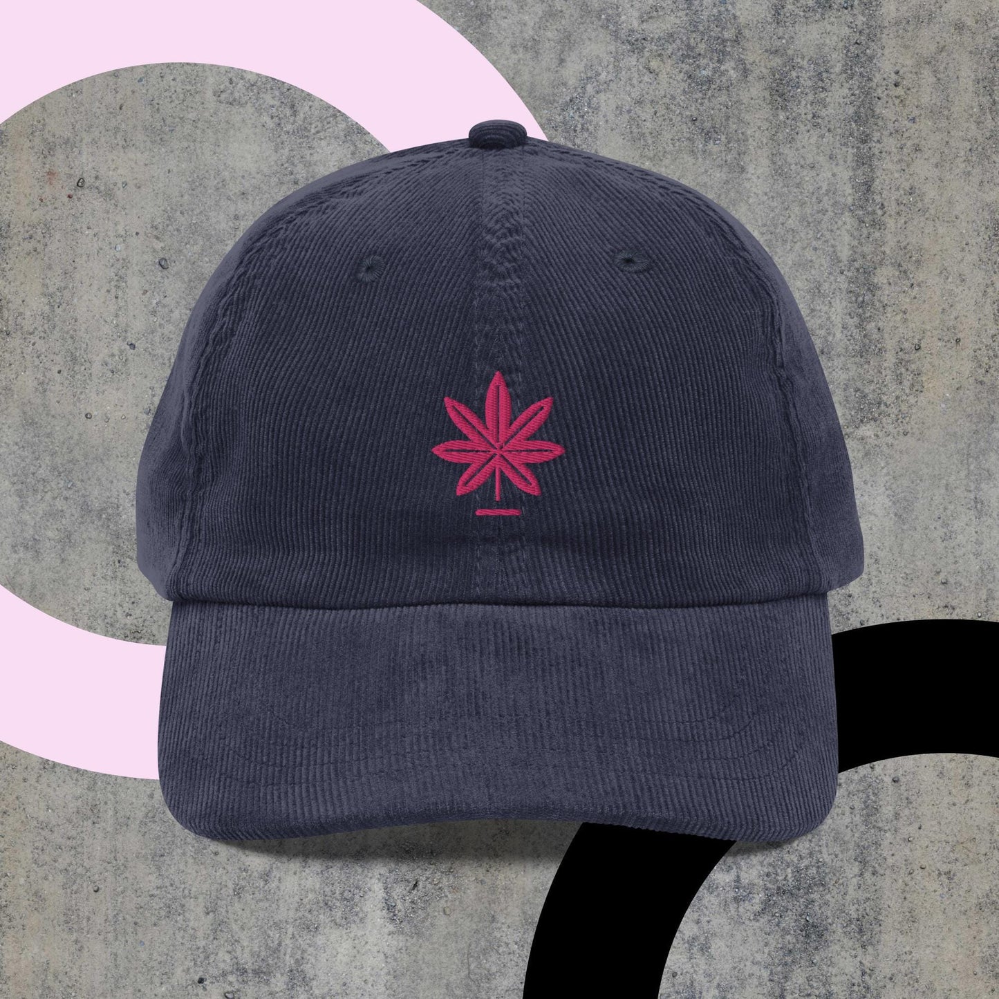 Embroidered Cannabis Hat - Women's Vintage Corduroy Cap - Retro Style, Festival Fashion Accessory