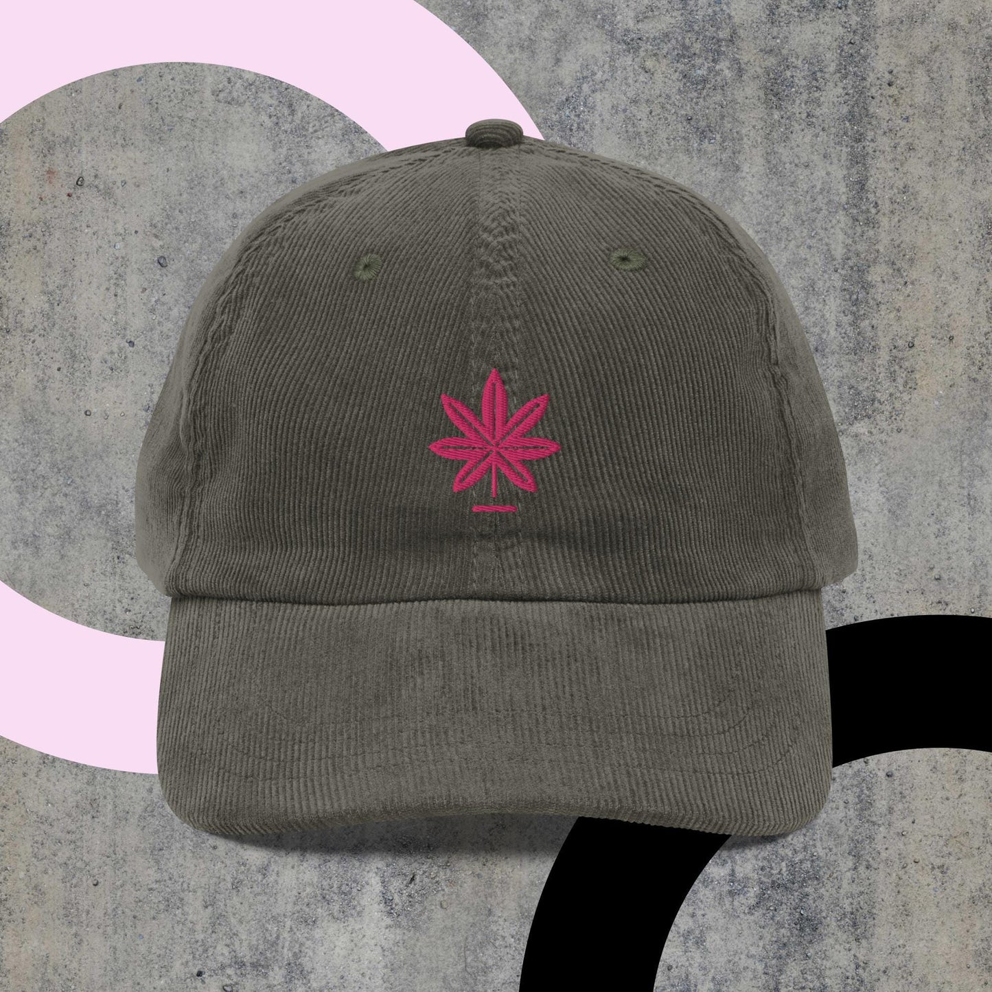 Embroidered Cannabis Hat - Women's Vintage Corduroy Cap - Retro Style, Festival Fashion Accessory