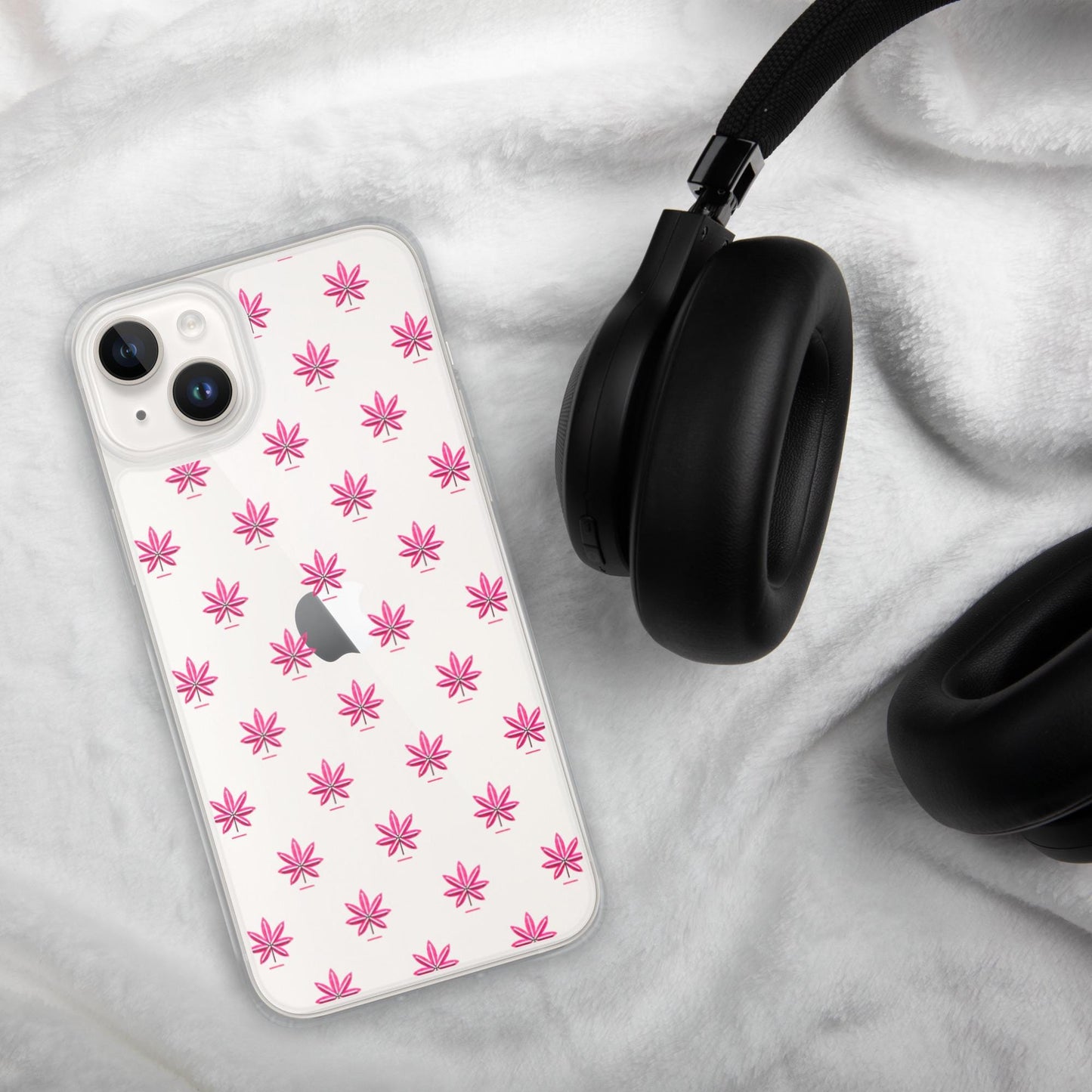 Pink Marijuana Leaf Pattern Phone Case โ Modern Weed Design for iPhone