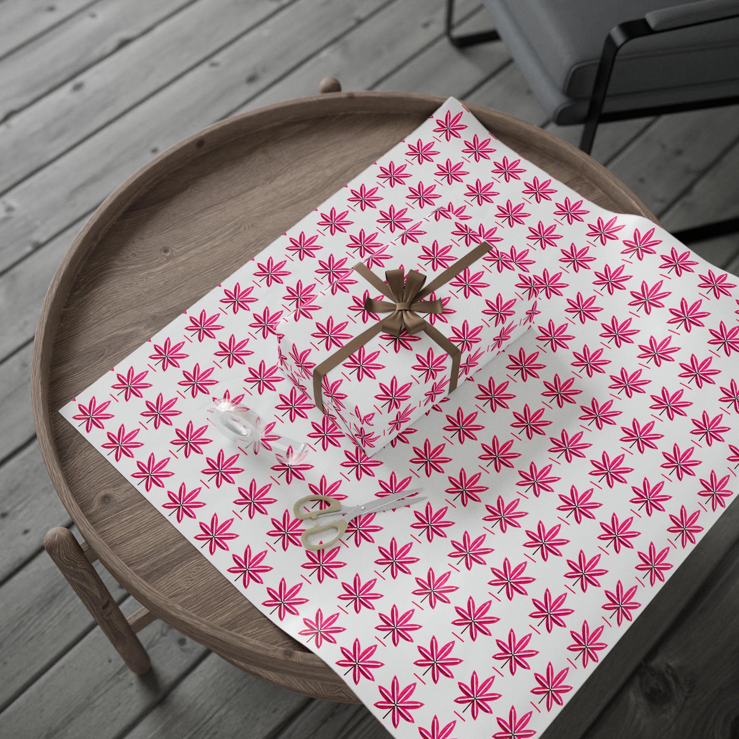 Hot Pink Marijuana Leaf Print Wrapping Paper l Bold & Unique Gift Wrap for Weed Lovers