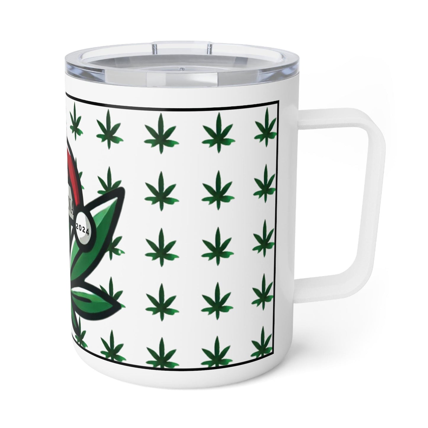 Personalized Marijuana-Themed Insulated Mug | Personalized Stoner Christmas Gift | Cannabis Leaf Holiday Cup