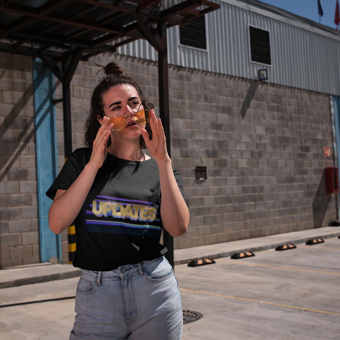 Women's High-Waisted T-Shirt Featuring “Updates” from Unsolved Mysteries