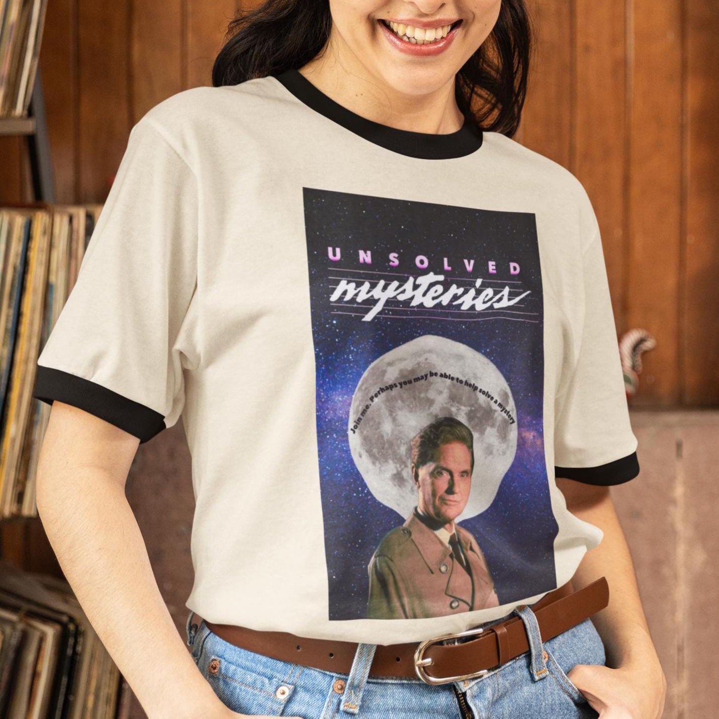 Retro Unisex Cotton Ringer T-Shirt - Unsolved Mysteries Graphic Tee, Vintage Style