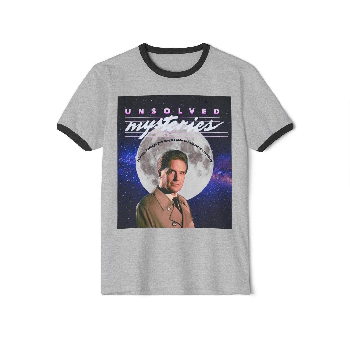 Retro Unisex Cotton Ringer T-Shirt - Unsolved Mysteries Graphic Tee, Vintage Style