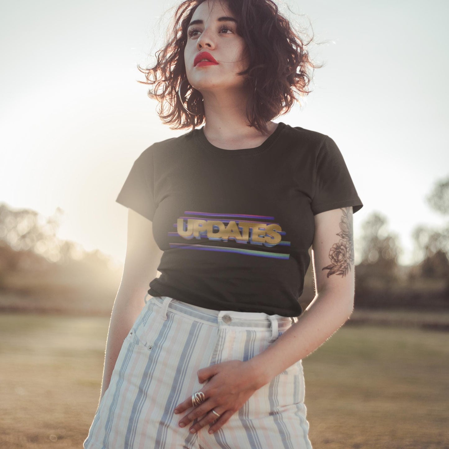 Women's High-Waisted T-Shirt Featuring “Updates” from Unsolved Mysteries