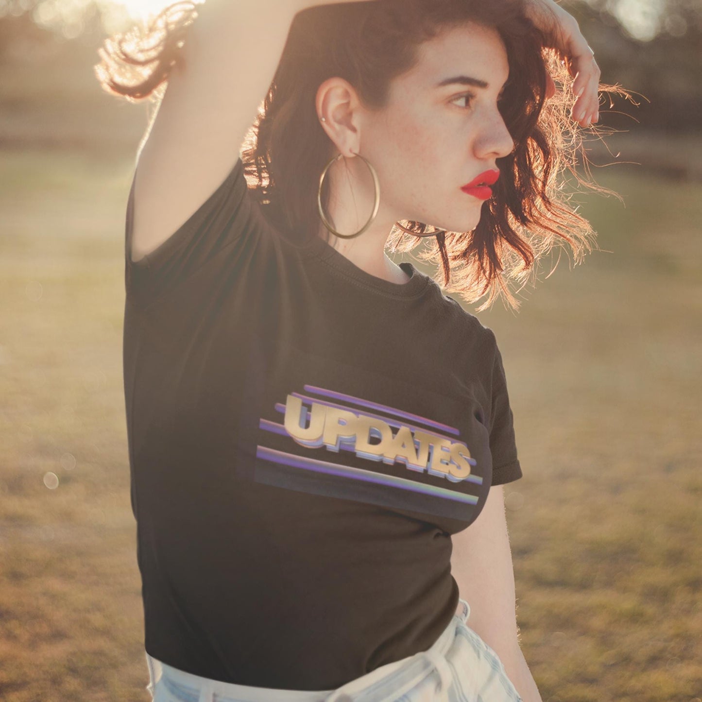 Women's High-Waisted T-Shirt Featuring “Updates” from Unsolved Mysteries