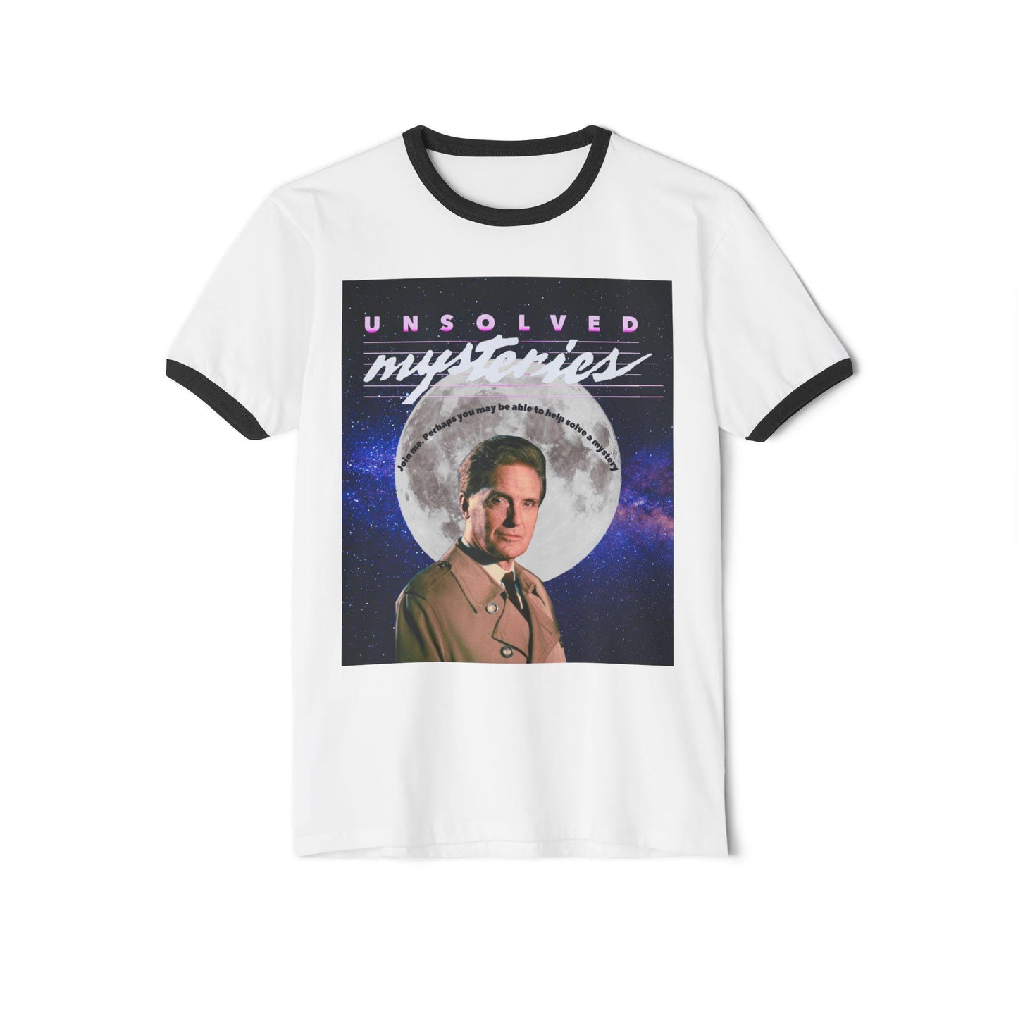 Retro Unisex Cotton Ringer T-Shirt - Unsolved Mysteries Graphic Tee, Vintage Style